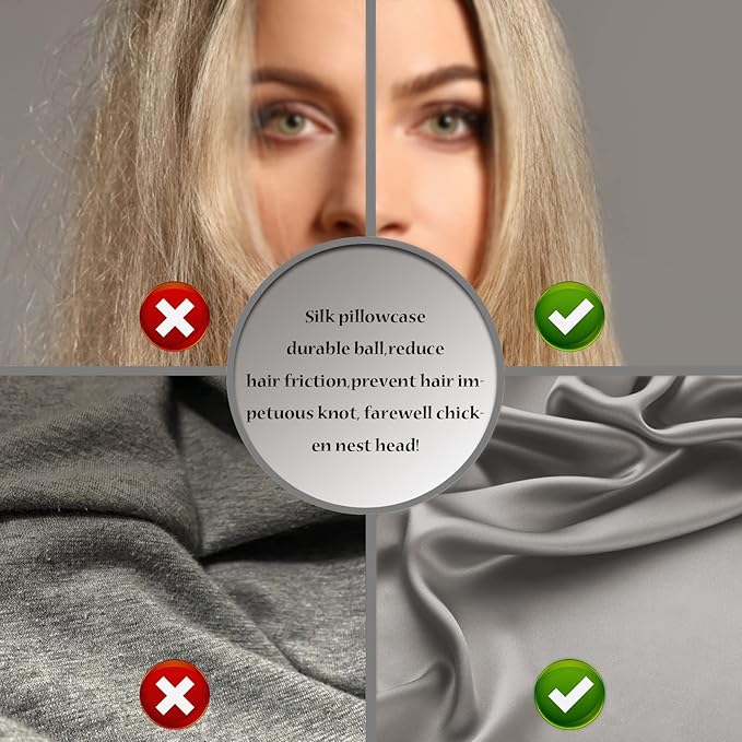 Silk Pillowcase for Hair and Skin,Soft,Breathable and Sliky 100% Silk Pillowcases King Set of 2,Both Sides Natural Mulberry Silk Pillow Cases with Hidden Zipper(King Size 20"X 36",2pcs)