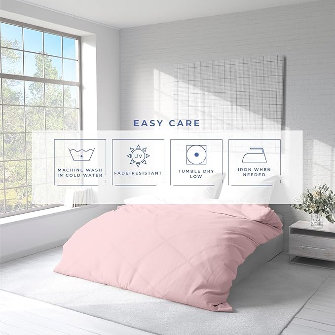 Kotton Culture Custom Duvet Cover - 100% Egyptian Cotton Sateen 600 Thread Count Soft Premium Breathable Customizable Comforter Cover(Desired Dimensions)- Zipper Closure & 7 Internal Ties -Pink Blush