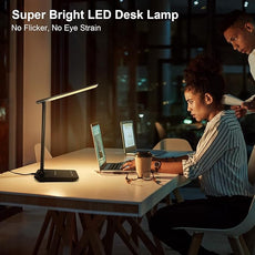 shinelife LED Desk Lamp for Office Home, Bright Desk Light with USB Charging Port, Adjustable Dimmable Desk Lamps 5 Modes 5 Brightness, Touch Study Lamp for Nail, Craft, Puzzle, Sewing, Study, Black