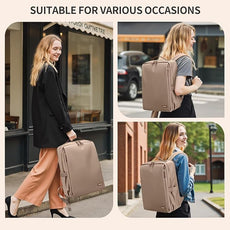 Stylish Laptop Backpack for Women Airline Approved Perfect for Work College and Travel Multi-Functional Casual Daypack Fits 15.6 Inch Notebook (Champagne)