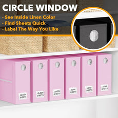 SpaceAid 6 Pack Bed Sheet Organizers and Storage, Foldable Sheet Organizer with Window for Linen Closet, Set Folder Keeper for Queen & King Size Bedding Storage (Pink)
