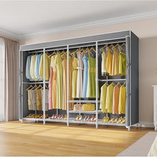 VIPEK V40C Plus Heavy Duty Clothes Rack with Upgraded Polyester Cover, Extra Large Covered Clothing Rack for Hanging Clothes Portable Wardrobe Closet White Closet Rack with Grey Cover, Max Load 1300lb