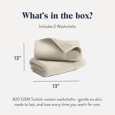 Brooklinen Super-Plush Turkish Cotton Washcloths - Set of 2 - Cotton, 820 GSM, Highly Absorbent, Machine Washable, Perfect for Home & Bathroom (13