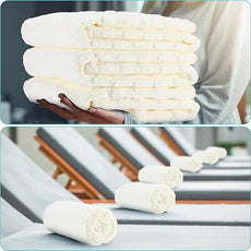 8 Pack Microfiber Bath Towels Bulk 27'' x 60'' Oversized Size Bath Towel Highly Absorbent Extra Large Soft Drying for Shower Beach Winter Salon Sport Gym Party (Slub Velvet,White)