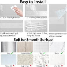 5 Pack Shower Caddy Organizer Rack Shelf for Inside Shower, Self Adhesive Bathroom Wall Storage Basket Rustproof Stainless Steel Large Capacity Shampoo Holder, Grey