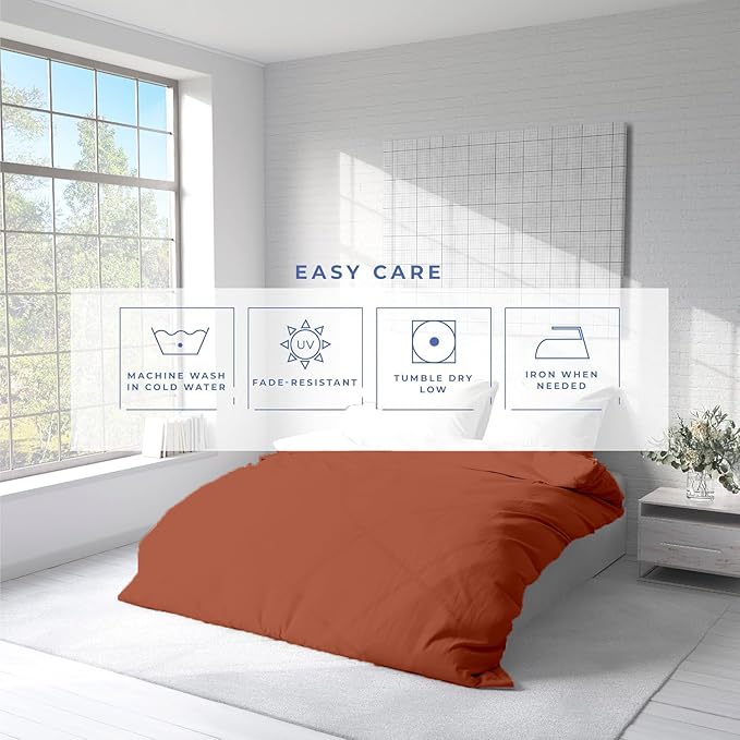 Kotton Culture 3 Pc 120"x120" Duvet Cover Set Super King Plus/Super Oversize King 100% Egyptian Cotton - 600 TC Comforter Cover, Zipper Closure & Corner Ties - Fits Only Large Inserts -Burnt Orange