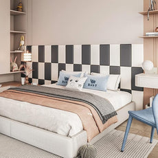 Peel and Stick Headboard Black Upholstered Wall Panels Pack of 4 Panels 3D Anti-Collision Wall Padding Wall Mounted headboard Soundproof Wall Panels