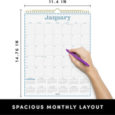 PAPERAGE 2026 Calendar, 12 Months (January 2026 - December 2026), Large (11.4 in x 14.76 in), Spiral Bound, 2026 Vertical Wall Calendar with Monthly & Yearly Views, Premium Paper - Pastel