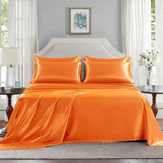 Satin Sheets Full Size - 6 Pieces Luxury Silky Soft Bed Sheets, Wrinkle-Free Burnt Orange Satin Silk Sheet Set with 1 Deep Pocket Fitted Sheet, 1 Flat Sheet, 4 Pillow Cases