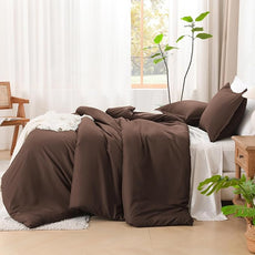 Litanika Comforter Set, Lightweight Solid Bedding Comforter Set, Fluffy Down Alternative Bed Set, Brown, Oversized King