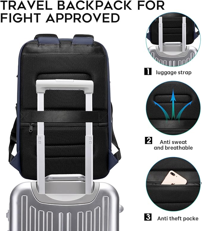 BANGE Business Laptop Smart backpack Can Hold 15.6 Inch Laptop Commute Backpack Carry on bag for men and women (Blue)