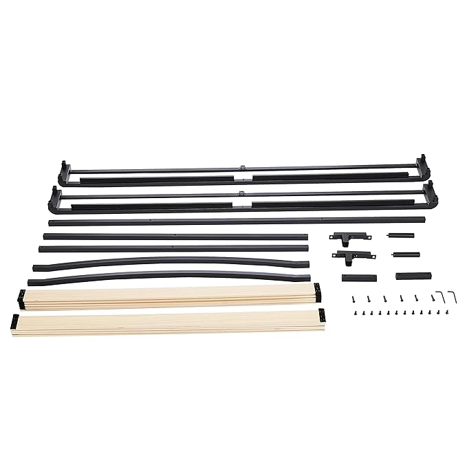Amazon Basics Metal Platform Bed Frame, with Wood Slat Support, 10 inches High, Full, Black