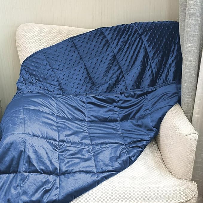 ALANSMA Reversible Weighted Blanket for All Season, Luxury Velvet, Warm and Cool, Adult 20Lb Blue Weighted Blanket, Enjoy Sleeping Anywhere(Blue,60"x80" 20lbs)