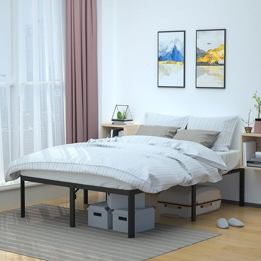 Amazon Basics Heavy Duty Non-Slip Bed Frame with Steel Slats, Easy Assembly - 18" H, (Full), Black