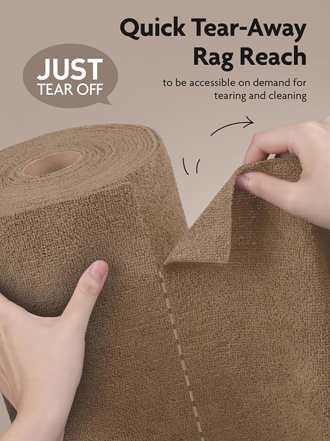 Fantasticlean Microfiber Cleaning Cloth Roll -75 Pack, Tear Away Microfiber Towels, 12" x 12", Reusable, Washable, Scratch Free, Ultra Absorbent for All-Around Cleaning Supplies (TAN)