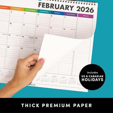PAPERAGE 2026 Calendar, 12 Months (January 2026 - December 2026), Medium (11.5 in x 14.75 in), Minimalist Wall and Desk Calendar with Monthly Views, Yearly Plans & Notes Section – Black