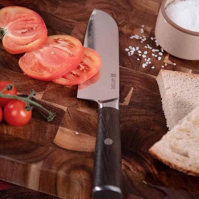 Yatoshi Knives Magnetic Kitchen Knife Block Set - Japanese 67 Layer High-Grade VG-10 Steel Knives, Sharp, G10 Handle Professional Kitchen Knife Set - Damascus (6 pieces), Brown Pakkawood Handles