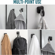 TAILI Thickened 304 Stainless Steel Bathroom Suction Hook for Towel, Loofah, Bathrobe, Patented Strong Suction Cup Holder, Damage-Free Hanging Glass Shower Wall Hook, Hold Up to 11 Lbs, 2 Pack, Black
