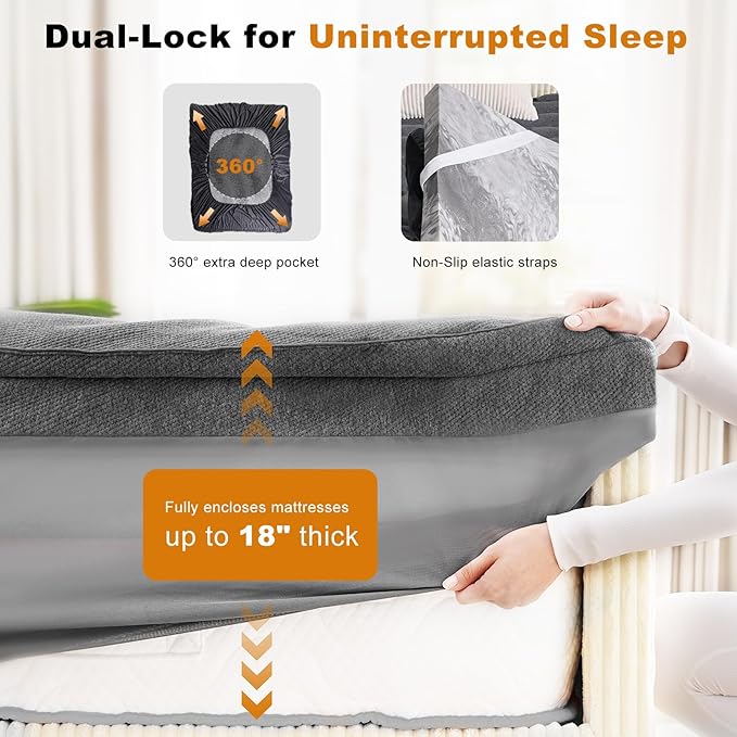 Dual Layer 4 Inch Bamboo Memory Foam Mattress Topper King Size, 2 Inch Thick Soft Quilted Pillow Top Cover Plus 2 Inch Charcoal Gel Memory Foam Mattress Pad for Back Pain Relief