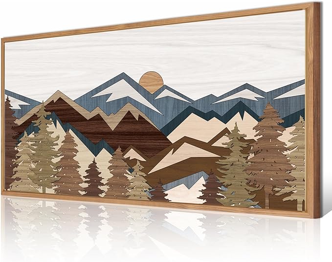 BINCUE Large Mountain Wall Art Framed Boho Wall Decor Mountain Artwork for Office Living Room Bedroom 20x40 Inches