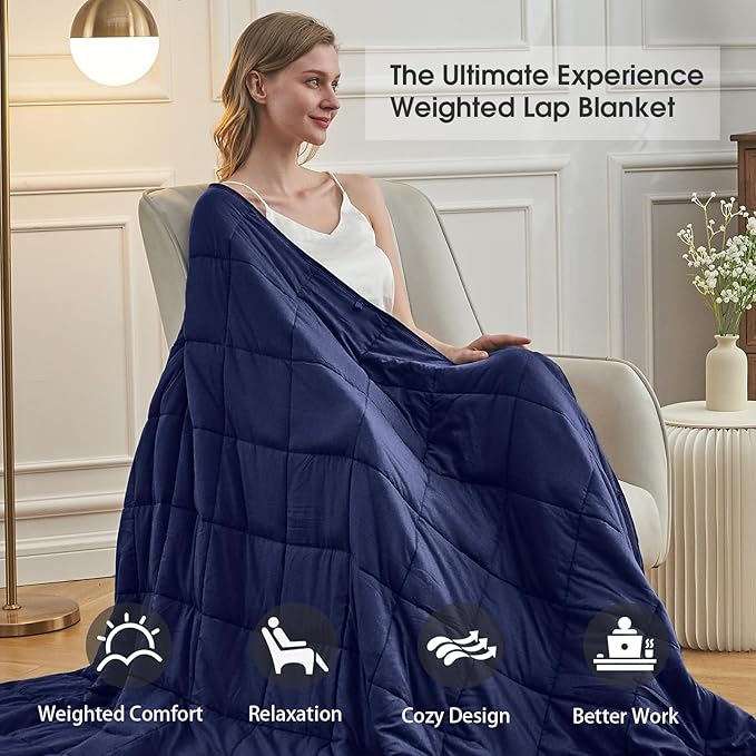 Navy Blue Weighted Blanket for Adults 12lbs, 48"x72", Twin Full Size Cooling Heavy Throw Blanket for 110-130lbs, Microfiber Soft Thick Big Blankets Weighted Comforter Gift for Sleeping