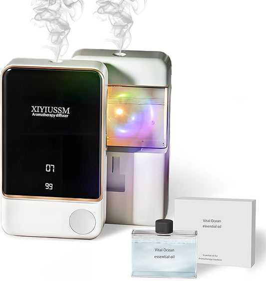 Waterless Essential Oil Diffuser for Home & Office Cordless Battery Operated Aroma Diffuser with 7 Mist Levels, Ultrasonic Air Freshener for Large Rooms Bedroom Bathroom Car Small & Portable