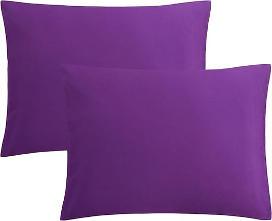 FLXXIE Microfiber Pillow Cases Standard Size, Soft Pillowcases with Envelope Closure, Wrinkle, Stain Resistant Pillow Covers, 20x26, Purple