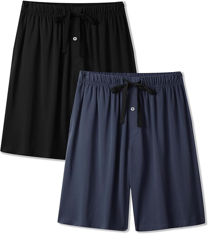 BAMBOO COOL Mens Pajama Pants Sleep Lounge Bottoms Soft Comfy Pj Pant Sleepwear with Pockets 2 Pack