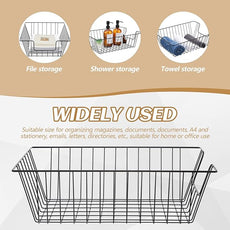 Yeaqee 6 Pcs Letter Tray Wire Paper Trays Stackable File Desk Organizer Metal File Paper Holder Basket for Desk Desktop Letter Storage for Office Home Classroom School(17'' x 12'' x 5 '',Black)