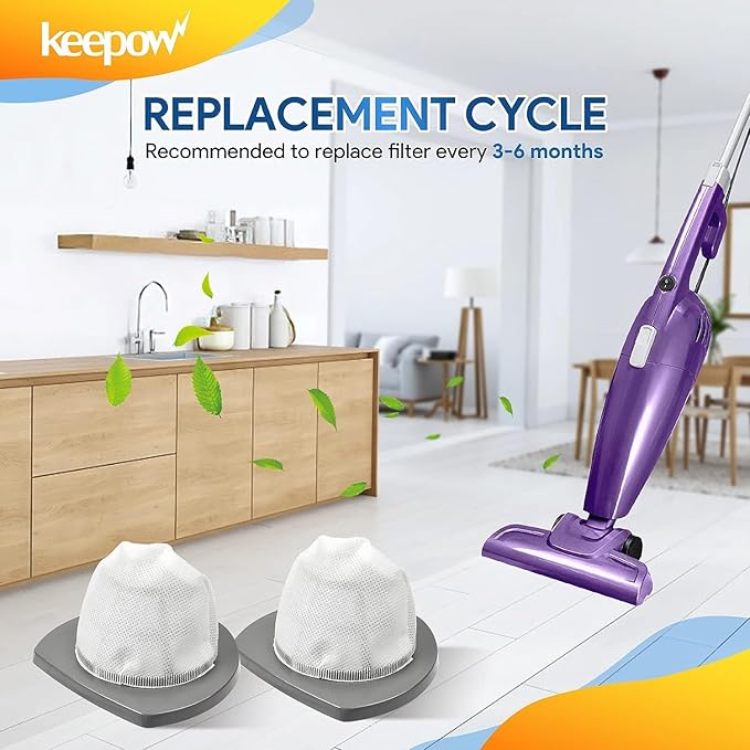 KEEPOW 2033 Vacuum Filter Compatible with Bissell Featherweight Stick Lightweight Bagless Vacuum 2033, 20331, 20333, 20336, 20339, 2033M (6-Pack)