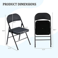 10 Pack Black Folding Chairs with Padded Cushion and Back, Foldable Outdoor Chairs with 330-LBS Capacity, Portable Heavy Duty Metal Frame Commercial Seat for Party Kitchen Dinning Events Wedding