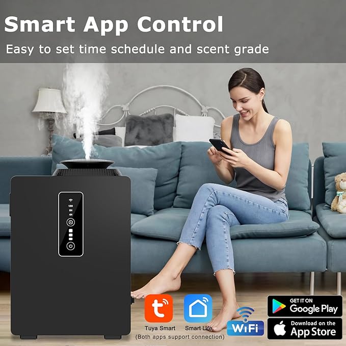 2026 Upgraded 1000ML HVAC Scent Diffuser Machine Kit, Includes 2 Premium Oils, Coverage 6000 Sq.Ft, APP WiFi Control, Waterless Cold Air Aromatherapy Essential Oil Hotel Scent Diffuser for Large Room