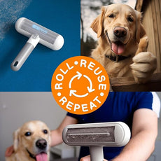 Triton Travel Pet Hair Removal Tool w/Fur Trapping Compartment and Detachable Handle, 60% Smaller Storage Size, Reusable Shedding Roller, Cat and Dog Hair Remover for Furniture, Couch (Gray/White)