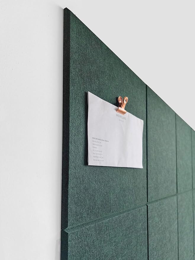 Green Bulletin Board | Large Cork Boards Alternative for Walls | Felt Cork Board for Office, Home & Classroom | Green Office Classroom Supplies | Felt Wall Tiles (12-Pack) | Aurora Green