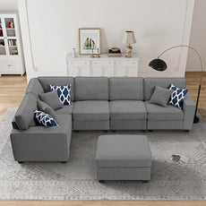 Legend Vansen Modular Sectional Sofa U Shaped Couch with Ottoman Modern Reversible Corner Sectional Couch for Living Room (Dark Grey, U Shaped Sofa-1)