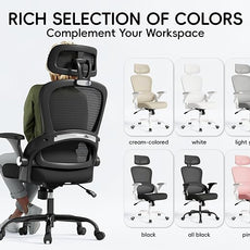 TRALT Office Chair - Ergonomic Office Chair with Back Support, Computer Chair - Home Office Desk Chair, 330 lbs Wide Seat Big and Tall Office Chairs with Headrest, Comfy Desk Chairs (Black)