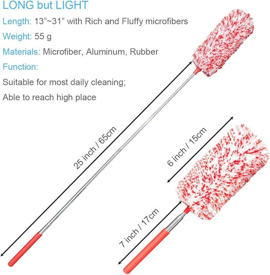 4 Pcs, [Microfiber] Hand [Duster] [Washable] Microfibre Cleaning Tool Extendable [Duster]s for Cleaning Office, Car, Computer, Air Condition