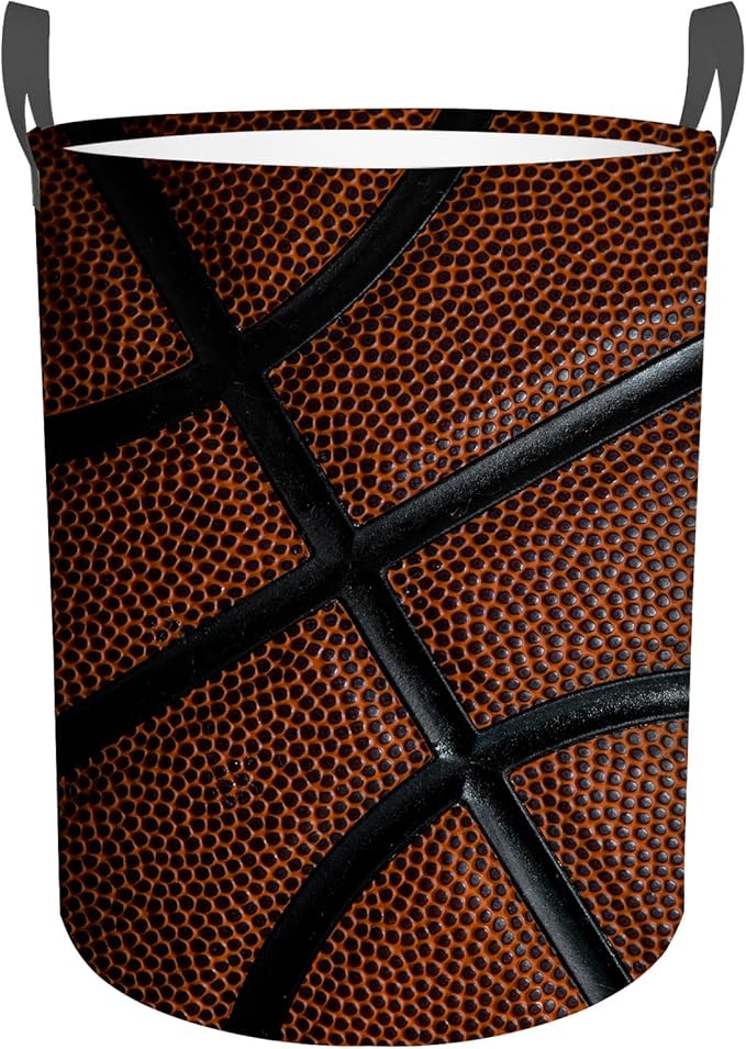 Basketball Texture Laundry Basket,Foldable Oxford Cloth Funny Tote Bag Laundry Hamper Clothes Storage Bucket Toy Organizer For Bathroom Laundry Storage Bedroom 18.9x16.5