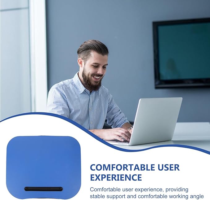 Portable Lap Desk with Cushion Pillow, Blue Laptop Table for Bed and Dormitory, Adjustable Tablet Holder and Computer Tray for Comfortable Writing and Work