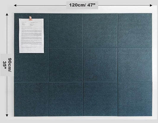Dark Green Bulletin Board | Large Cork Boards Alternative for Walls | Felt Cork Board for Office, Home & Classroom | Green Office Classroom Supplies | Felt Wall Tiles (12-Pack) | Emerald