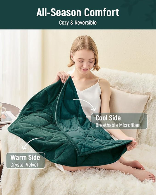 Weighted Lap Blanket 5 lbs for Adults, Luxury Soft Small Weighted Blanket, Compact Portable Weighted Lap Pad for Relaxation, Sleeping, Travel, All-Season Use, Forest Green, 30" x 40"