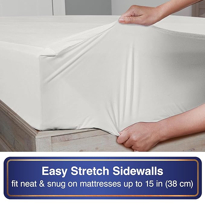 All-in-One Mattress Protector, Zippered Encasement, Water & Stain Resistant, Triple Seal Protection, Full, White
