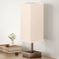 aooshine Brown Small Table Lamp - Bedside Lamp for Bedroom, Minimalist Nightstand Lamp with Square Shade, Desk Lamp for Kids Room