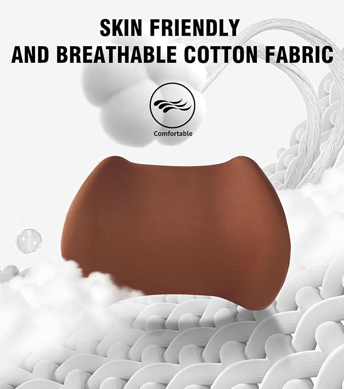 2025 New Car Headrest Pillow Set – The car Neck Pillow is as Soft as a Marshmallow, and The Lumbar Support Pillow for car can Soothe Lumbar Fatigue. Relieve Your Driving Tiredness. (Brown)