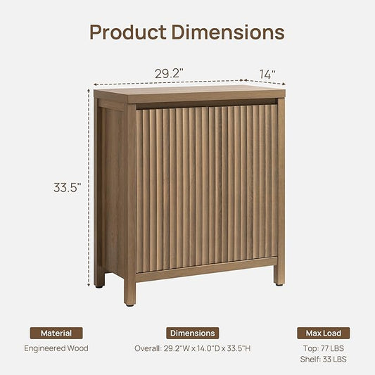 SICOTAS Sideboard Buffet Cabinet with Storage, Fluted Credenza Console Cabinet with Adjustable Shelves, Farmhouse Coffee Bar Storage Cabinets for Kitchen, Living Room, Entryway, Caramel Oak, 3 PCS