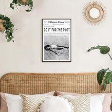Vintage Women Times Do It for The Plot Wall Art Trendy Black and White Canvas Print Poster Vintage Woman Times Newspaper Prints Beachy Hot Girl Wall Decor for Bar Cart Girls Dorm Bedroom 16x24inch black framed