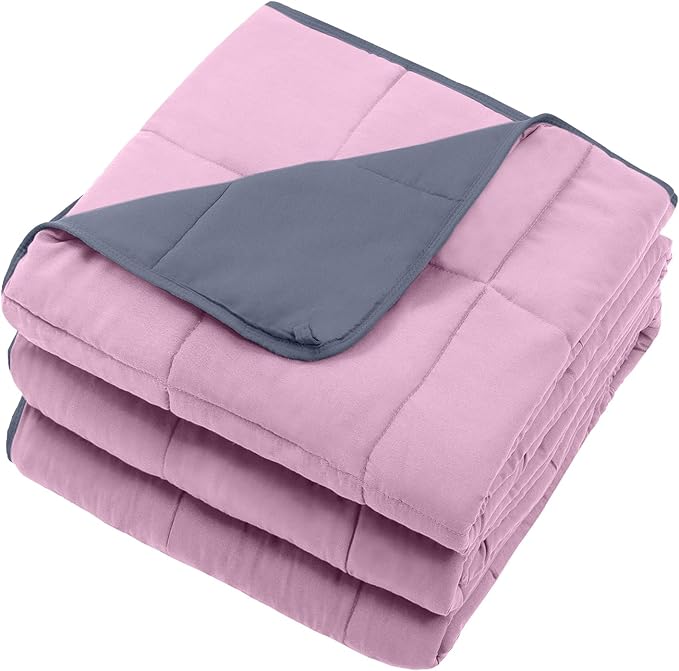 Weighted Blanket for Adults 20lbs, 48"x72", Twin Full Size Cooling Heavy Throw Blanket for 130-220lbs, Microfiber Soft Thick Big Blankets Weighted Comforter Gift for Sleeping, Pink Grey