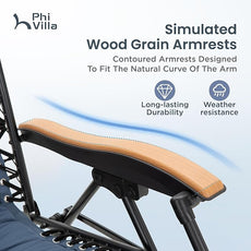 PHI VILLA XXL Oversized Padded Zero Gravity Chair Set of 2, Foldable Patio Recliner, 30