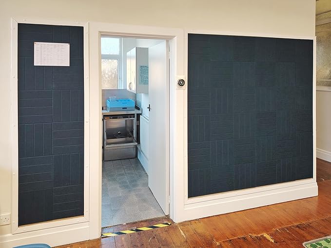 Felt Bulletin Board Tiles | Modern Cork Board Alternative | Large Cork Boards for Walls | Aesthetic Felt Wall Panels for Office & Home Decor | Pinboard & Photo Board (24-Pack) | Black