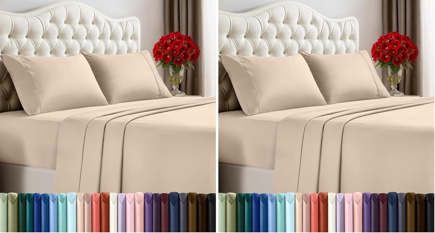 Utopia Bedding Queen Size Sheet Set – 4 Piece Bed Sheets, Soft and Breathable Microfiber, Includes 1 Fitted Sheet, 1 Flat Sheet and 2 Pillowcases – Oeko Tex (Grey) Dormly